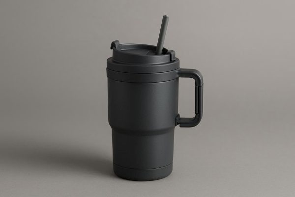 5 Insulated Foldable Travel Mug with Straw Temperature Retention Cup