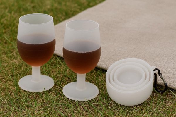 6 Portable Collapsible Wine Glass Set Reusable for Camping Picnic