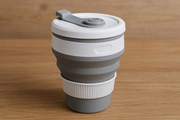 2 Foldable Coffee Cup with Lid Portable Reusable Camping Mug